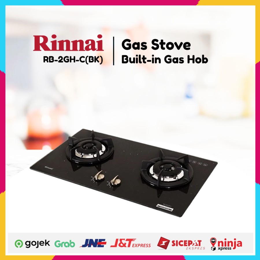 Built-in Gas Hob Kompor Gas Tanam 2 Tungku Rinnai RB-2GH-C (BK)