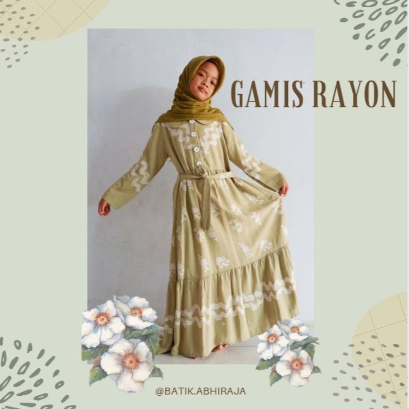 Gamis Anak Rayon Batik Cap Model Rempel