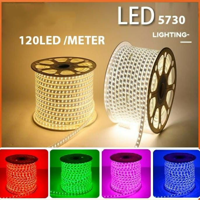 LAMPU LED STRIP SELANG 5730 2 MATA 120 LED / METER AC 220V PREMIUM QUALITY