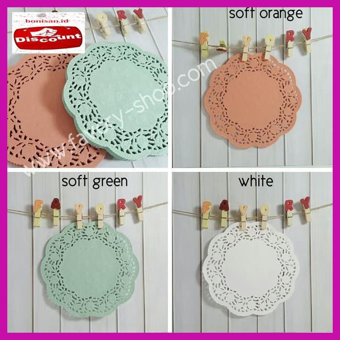 

6Rt6R6- Murah! Paper Lace Doilies 5.5 Inch Warna / Kertas Alas Renda - Soft Orange S5Sf575-