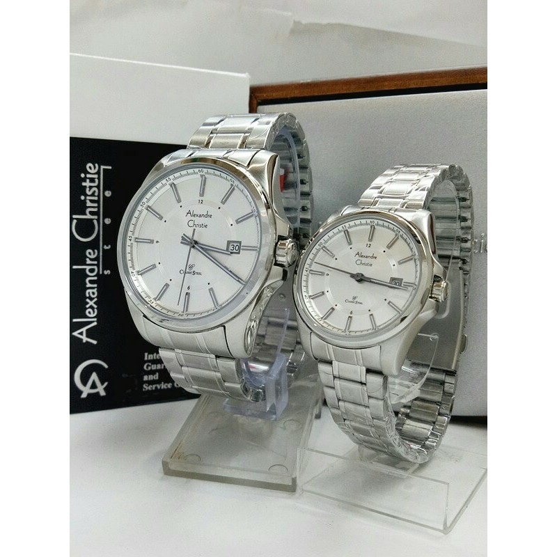 ALEXANDRE CHRISTIE WATCH AC 8502 COUPLE SILVER WHITE HARGA SATUAN ORIGINAL