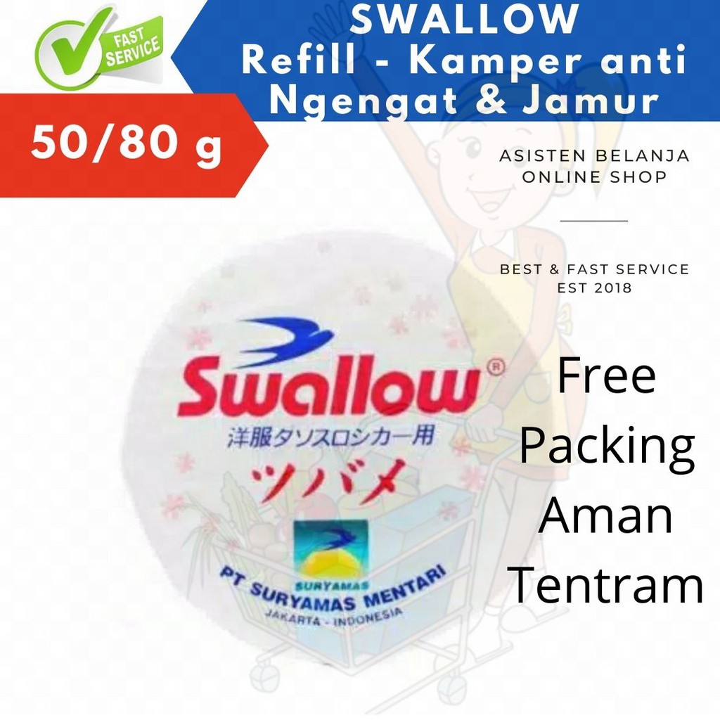 SWALLOW / BAGUS Kamper Kapur Barus Refill Refil 50 gr / 80 gr / 100 gr / Big 150 gr