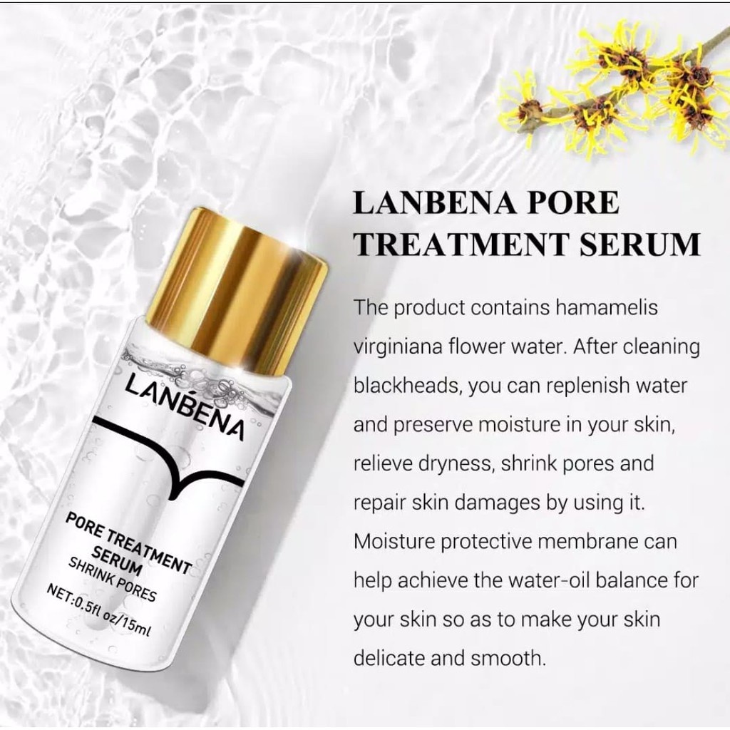 LANBENA PORE TREATMENT SERUM ORIGINAL - SERUM PENGECIL  MINYAK JERAWAT PORI-PORI PENGONTROL MINYAK JERAWAT-Shrink Pores - Blocked Pore - Oily Pore - Clean Pore