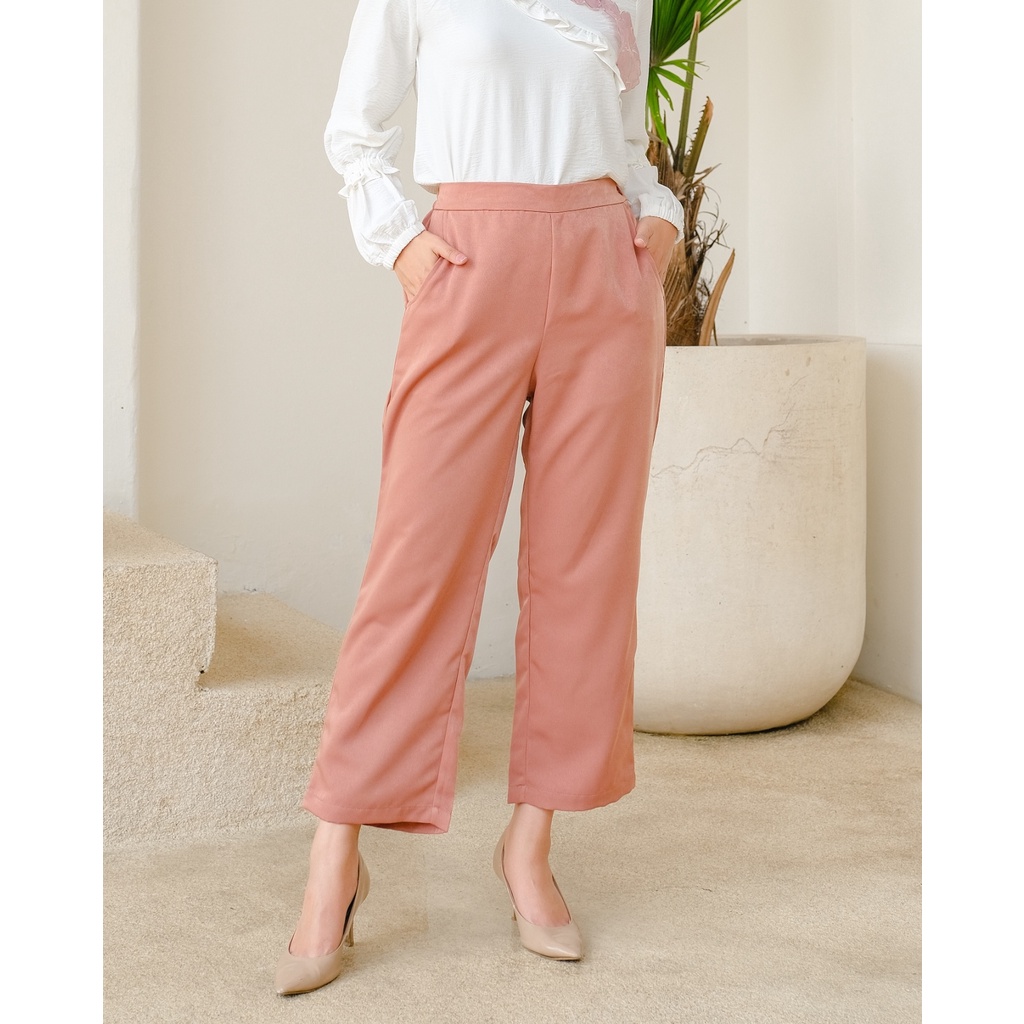 Mayoutfit Aara Pants | Celana Basic Wanita-Red Wood
