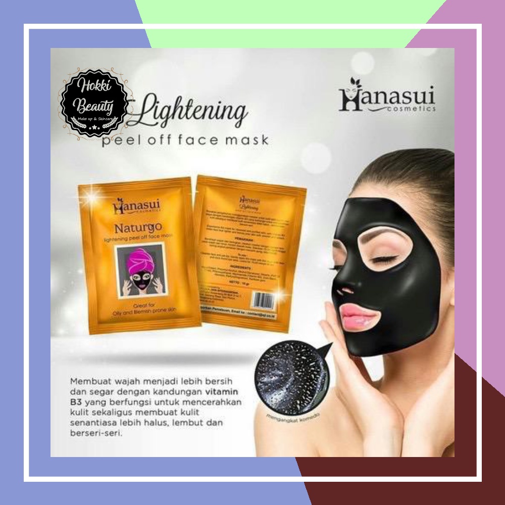 Hanasui Naturgo Peel Off Mask Black Box / Hanasui Anti-Aging Peel Off Mask Gold Sachet isi 10