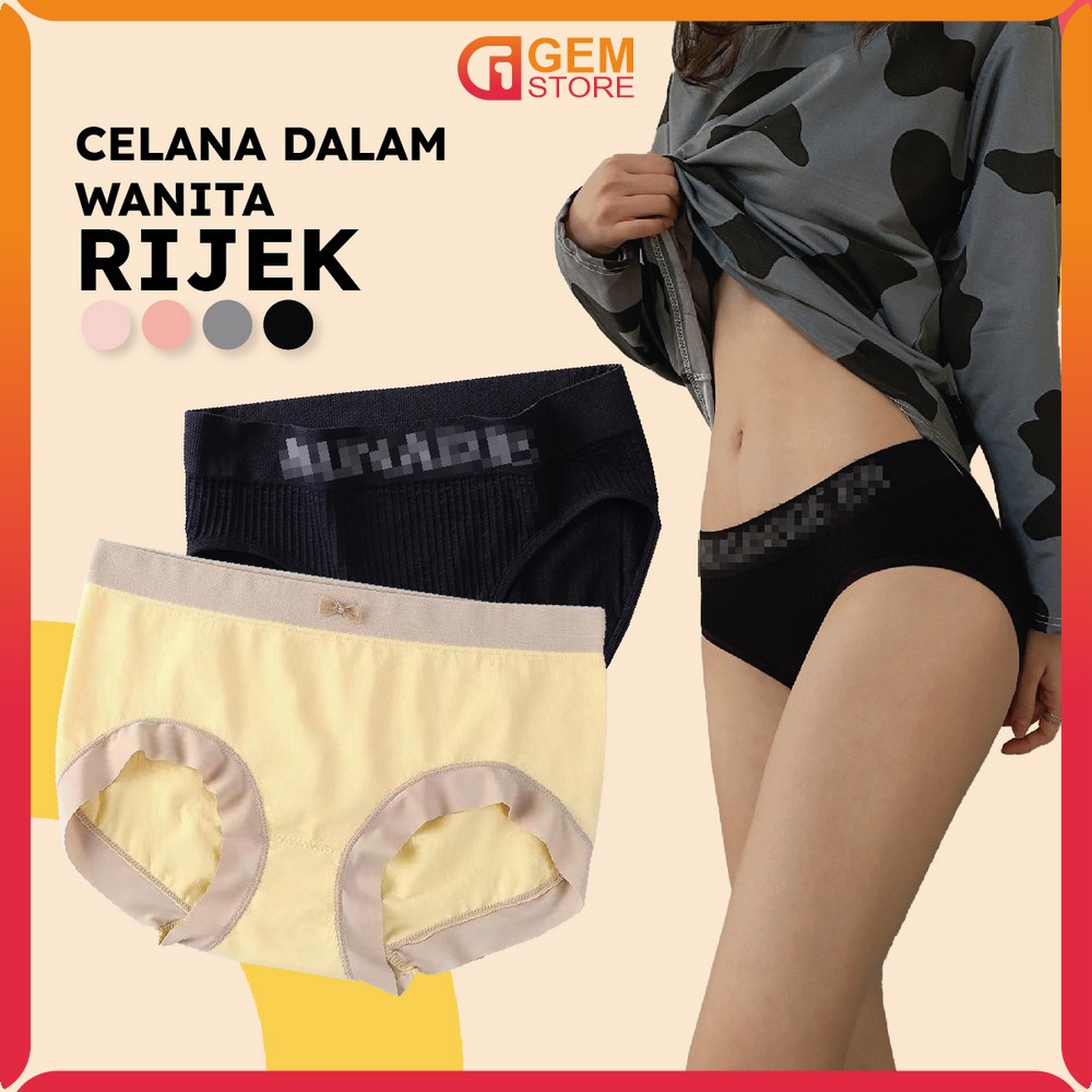 Celana Dalam Wanita List Motif Barang Rijek CD Seamless Panties Cewek Style GEMstore