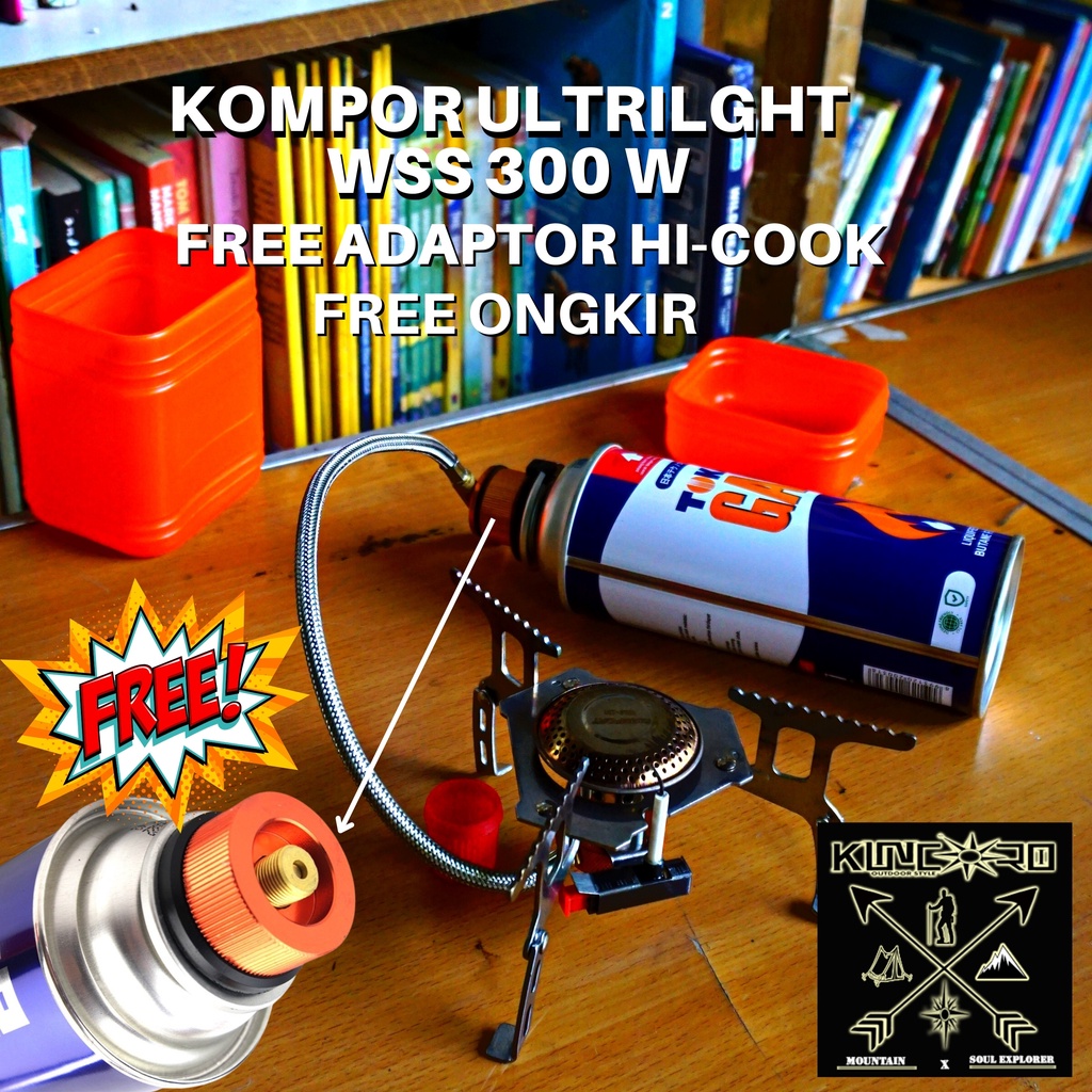 TERLARIS KOMPOR UL WSS 201 3500 W + ADAPTOR GAS HICOOK/ KOMPOR ULTRALIGHT LIPAT MINI CAMPING STOVE T