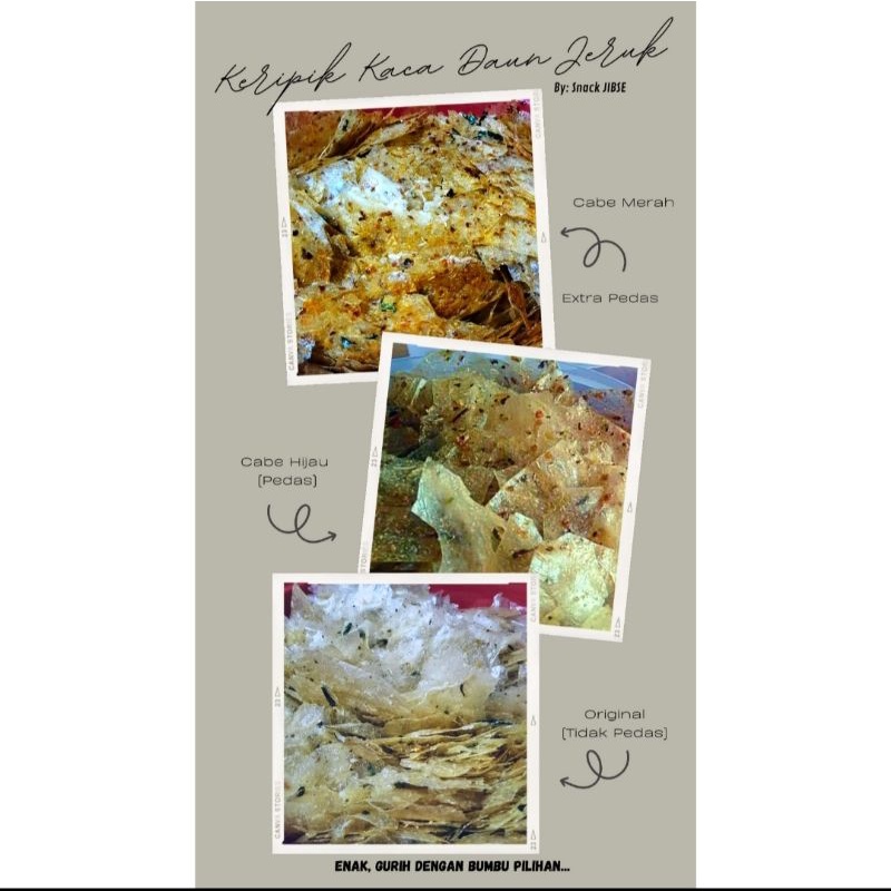 

Snack JIBSE Keripik Kaca Kripca Daun Jeruk 1Kg/ 1000gr