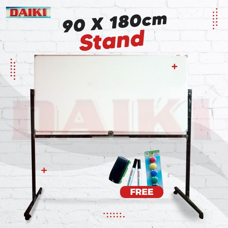 papan tulis   whiteboard daiki  magnetic single face stand uk 90x180 cm