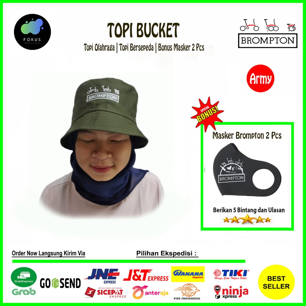 Topi Bucket Hat Premium Desain Sepeda Lipat Brompton | Topi Olahraga