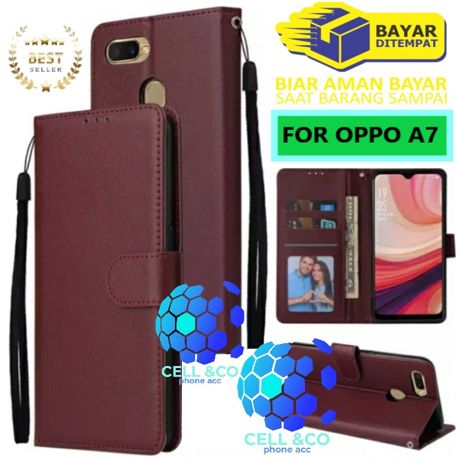 Flip cover OPPO A7 Flip case buka tutup kesing hp casing flip case leather wallet