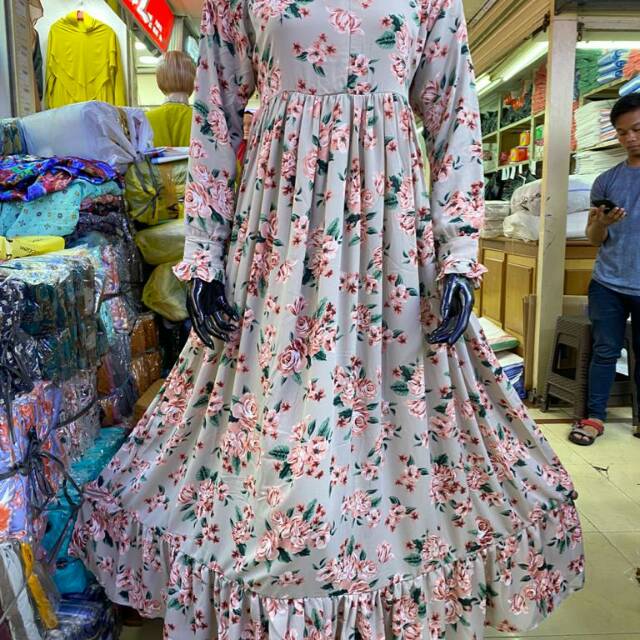 Gamis Cantik Frilla Motif Bunga HJP