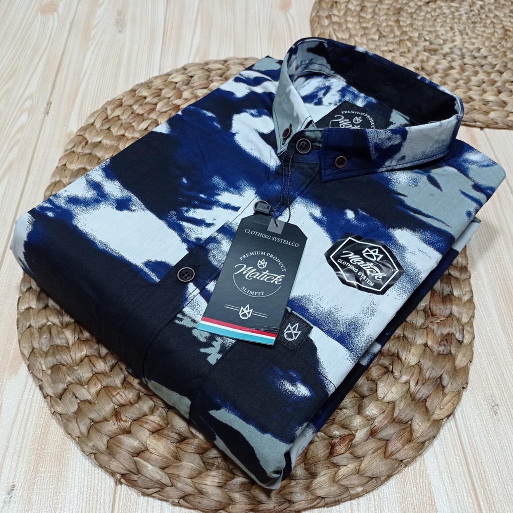 Kemeja Pria Motif Pria Cowok Lengan Pendek Bunga Formal Casual Murah Slimfit All Size M L XL Bagus