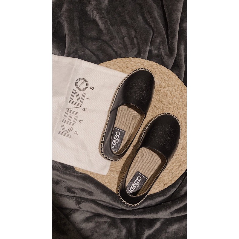 Kenzo Tiger Espadrilles - Black Leather