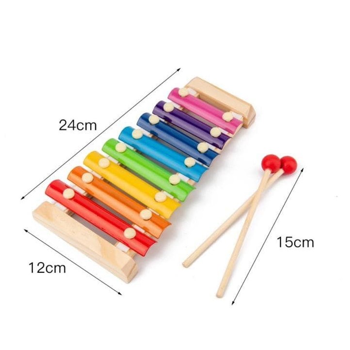 Mainan Edukasi Anak Basic Shape Kayu Balok Geometri Puzzle 3D Montessori Sensory Xylophone Jam Angka-XYLOPHONE