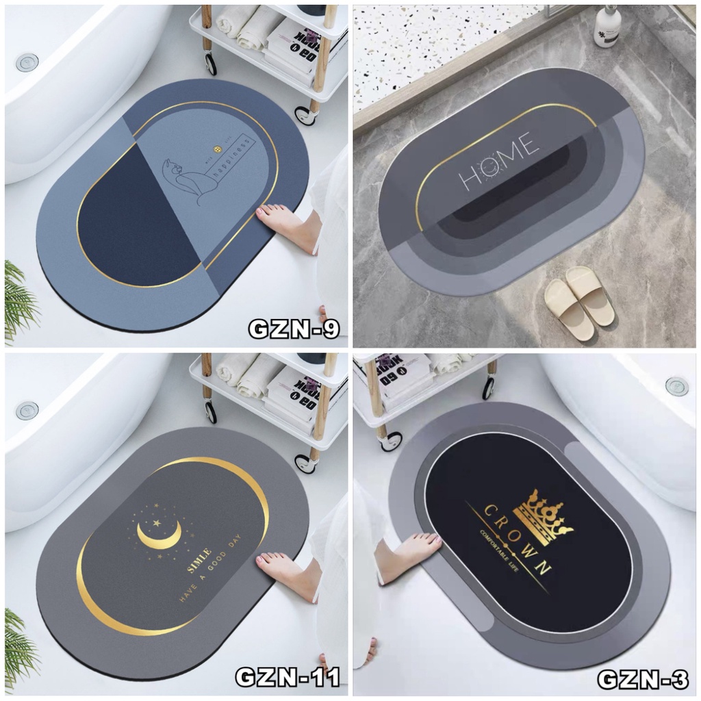 Keset Kamar Mandi Diatomite Bundar Serap Air Keset Kaki Anti Bau Nyerap Air Anti Bakteri Keset Kamar Mandi Anti Slip