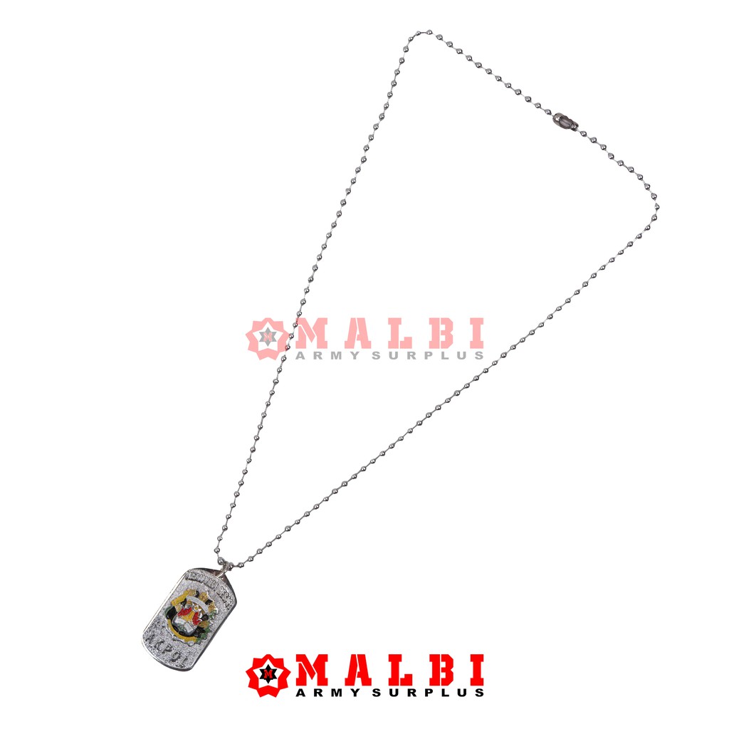 Kalung AKPOL POLRI Baret Kalung Dog Tag Monel Silver