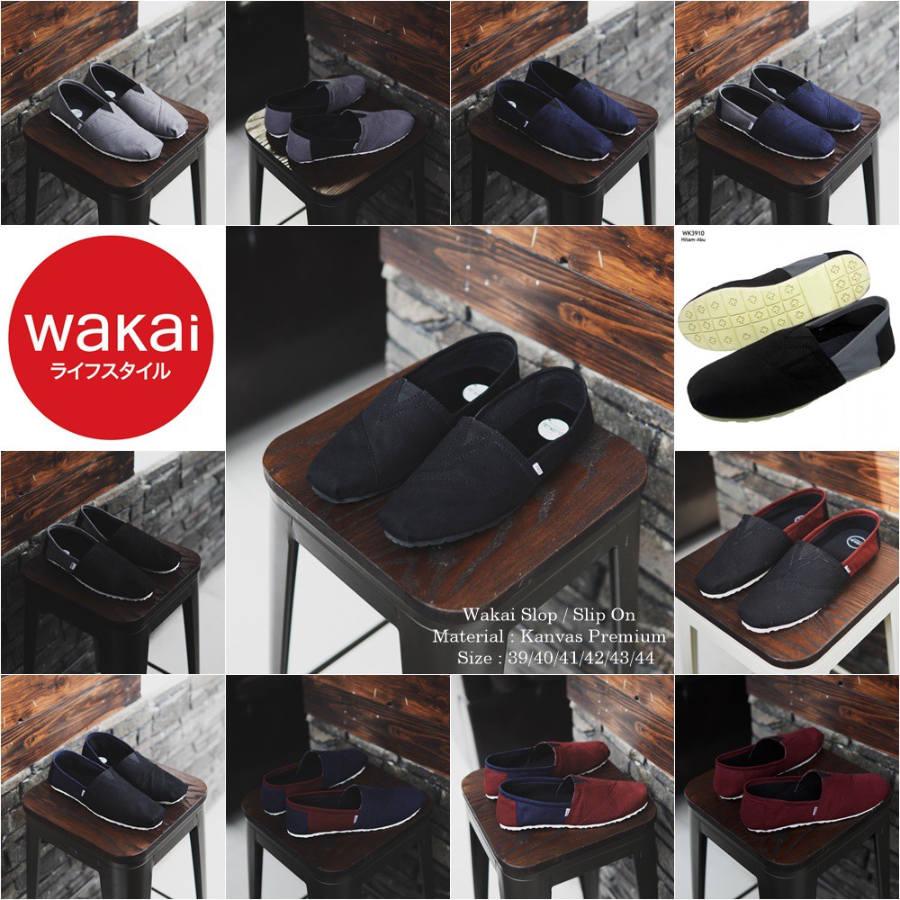 Sepatu Pria Slip On Wakai Mocassin Kasual Slop Santai Murah