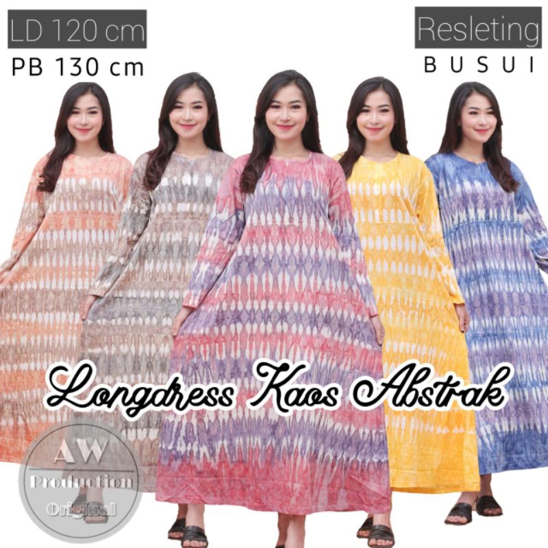 Daster Jumbo Kekinian Kaos Abstrak Lengan Panjang Busui Resleting Depan Dress Bumil Batik Pekalongan Adem Halus Termurah