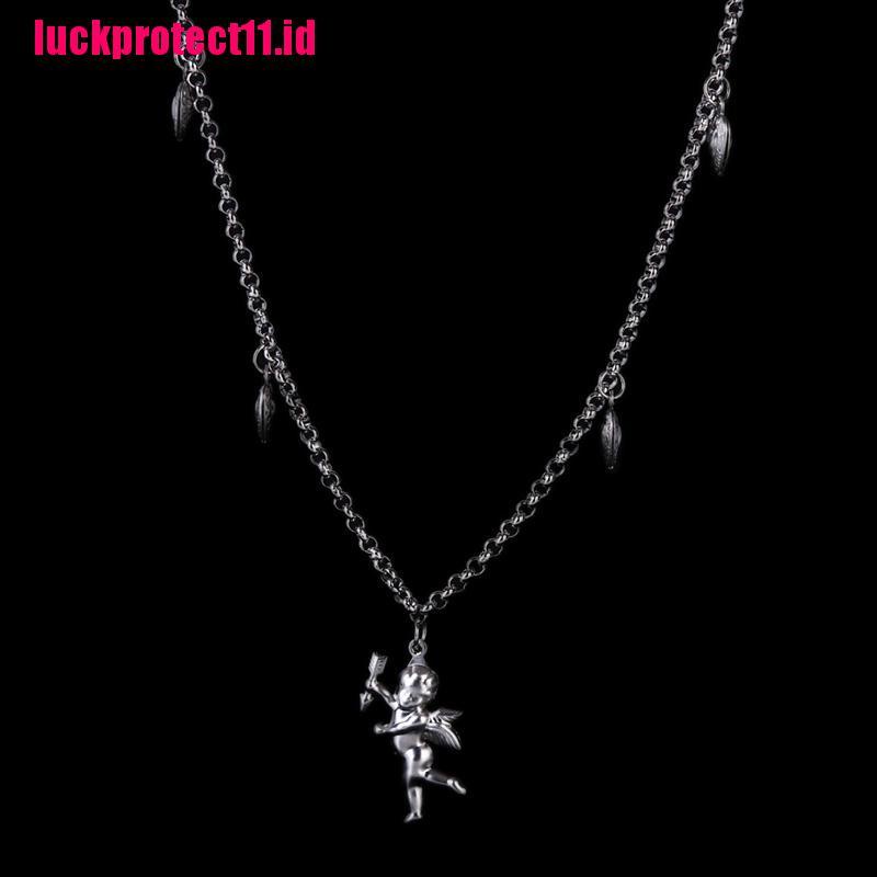 【LUCK】Women Vintage Lucky Fairy Angel Wing Pendant Silver Chain Necklace Jewelry Gift