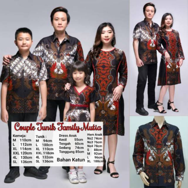 Aneka Batik Couple Family Tunik Mutia / sarimbit batik keluarga / ootd kondangan / batik solo murah