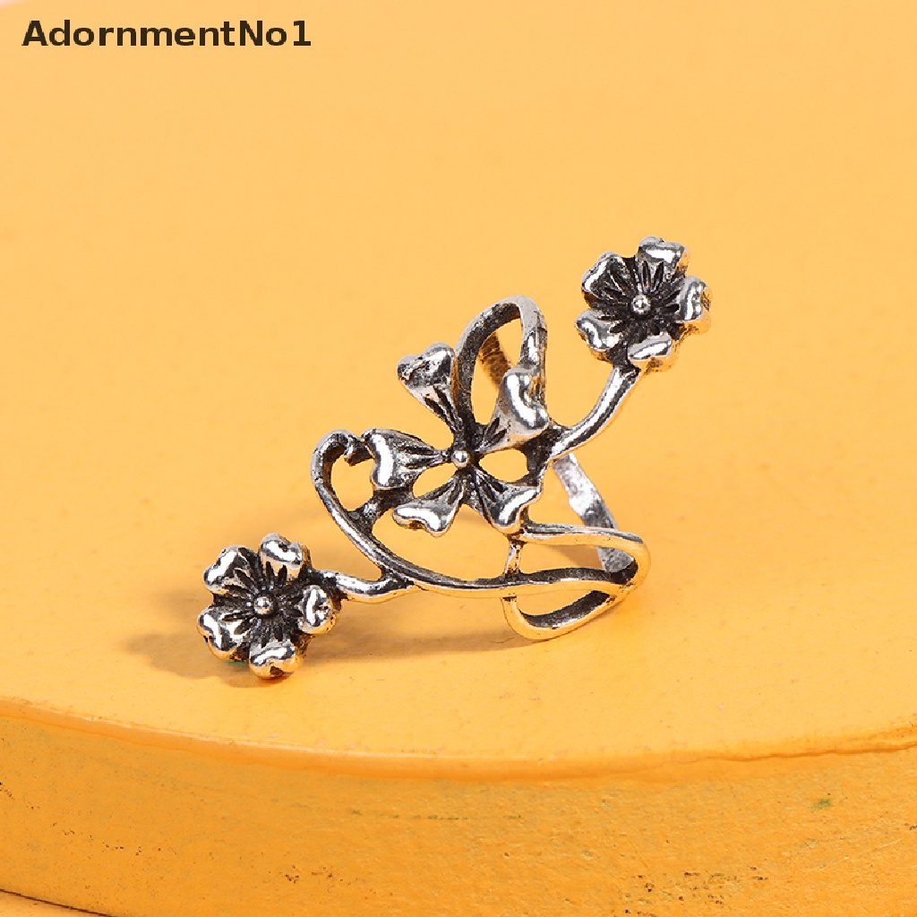 (AdornmentNo1) 4pcs / Set Cincin Silver Antik Gaya Bohemia Motif Bunga Mawar Untuk Perhiasan Wanita