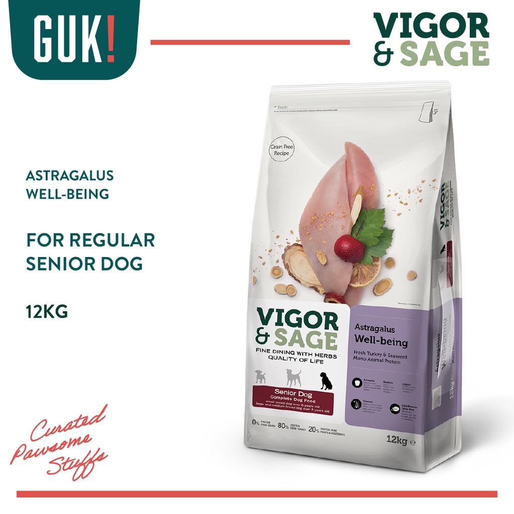 Vigor & Sage Astragalus Well-Being Senior Dog Food 12kg