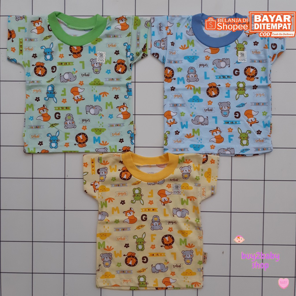 Kaos Oblong Bayi Balita Vinata Warna Motif 0-12 Bulan 3 PCS