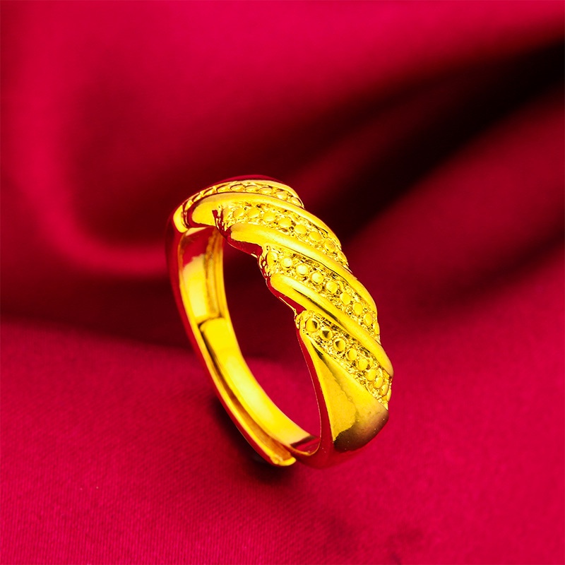 Cincin Emas Emas Asli Kadar 375 Model Terbuka Dapat Disesuaikan Untuk Wanita