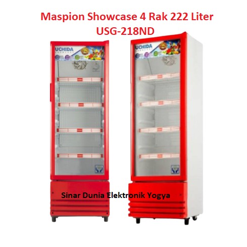 Maspion Showcase Lemari Pendingin 4 Rak 222L USG-218 ND USG218 Uchida