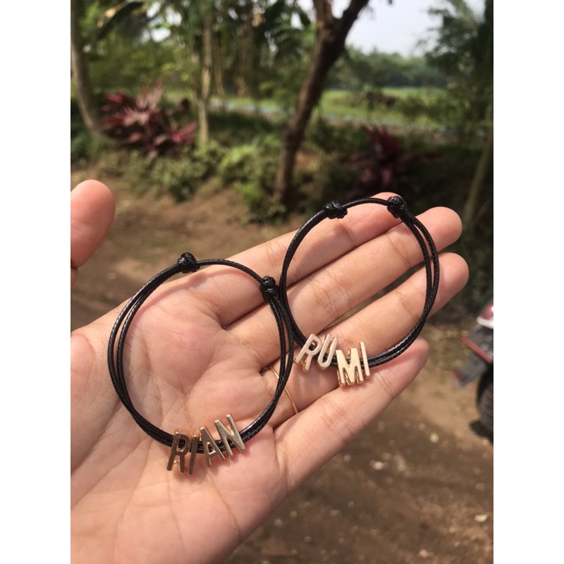 Gelang Inisial Charm / Gelang Tali Korea Charm