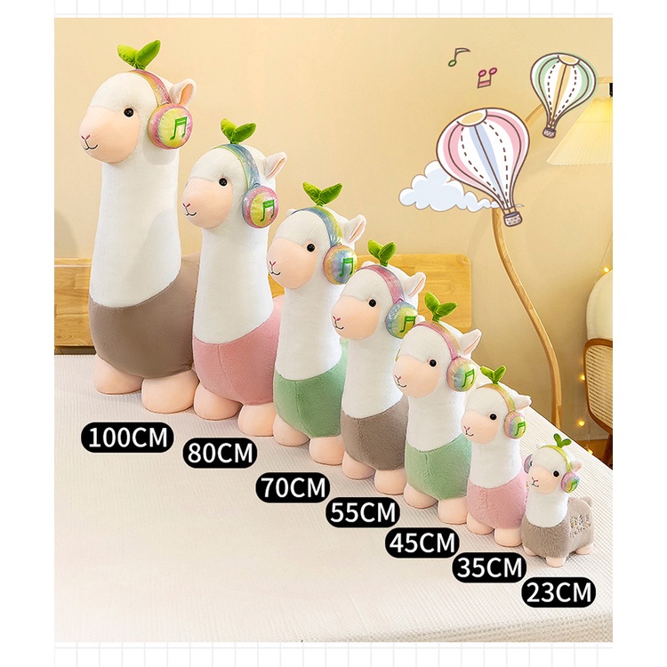 Boneka alpaca dengar musik bahan plush