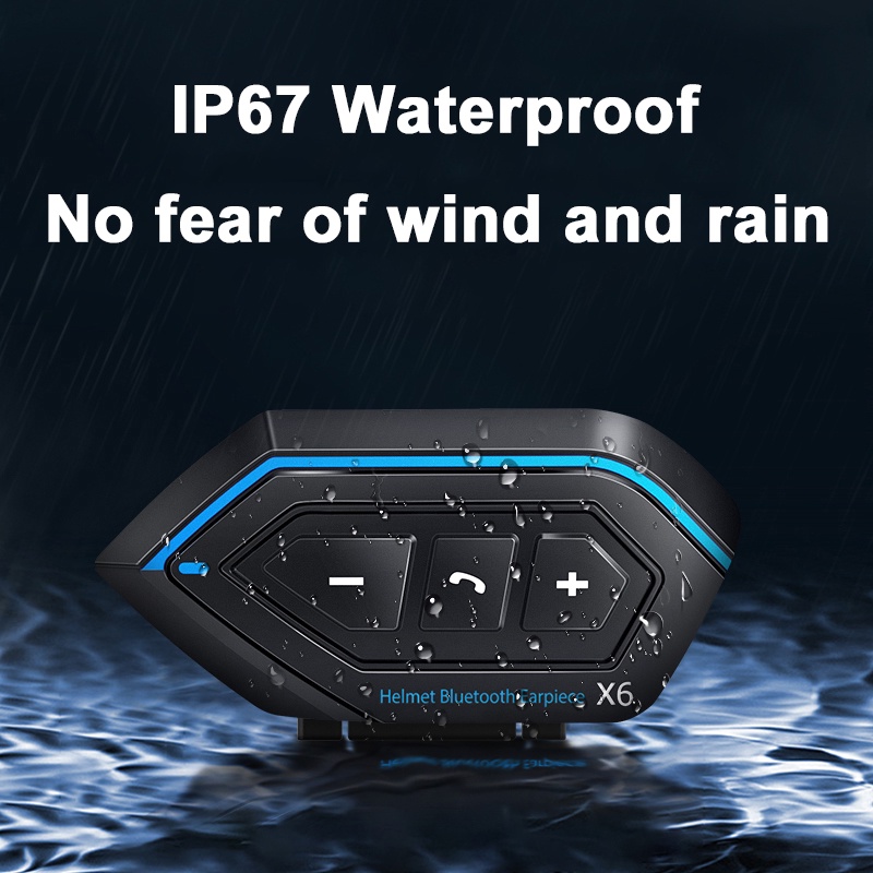 【Ready stock 】X6 Bluetooth Rider Intercom/Bluetooth Helm/Headset Helm Bluetooth Wireless WATERPROOF ORIGINAL-6