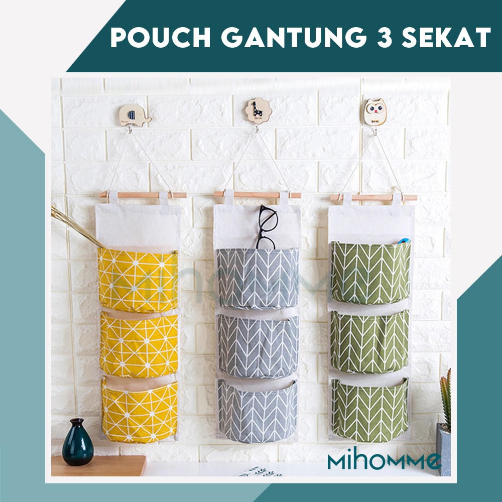 Storage Bag / Pouch / Box Organizer Gantung 3 Sekat