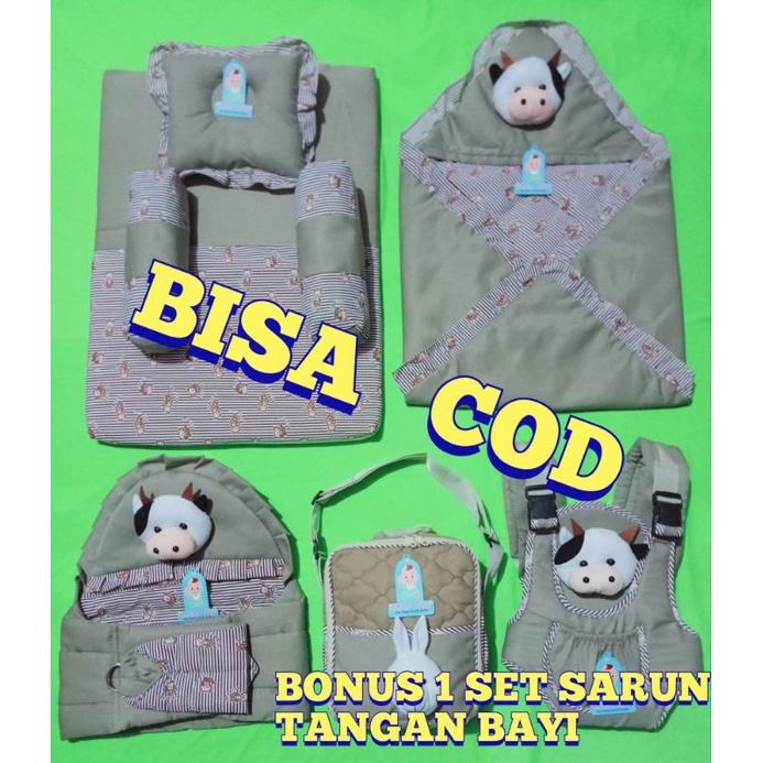 PROMO !!! TERMURAH SET PERLENGKPAN BAYI PAKET HEMAT 5 IN 1(GRATIS 1 SET SARUNG TANGAN/KAKI BAYI)