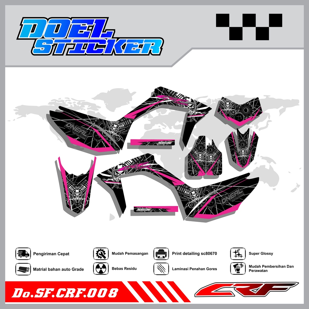 Sticker Striping Semifull CRF 150L List Variasi Hologram Pelangi,Crome Doel  008