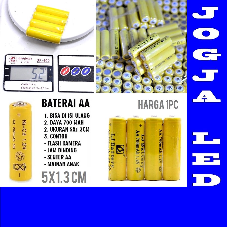 Jual Baterai Charger Aa 700mah Kuning Batre Isi Ulang Rechargeable ...