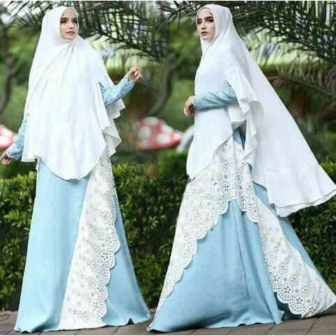 Baju dress Syari Nabila Putih SW gamis wanita wolly crepe putih murah