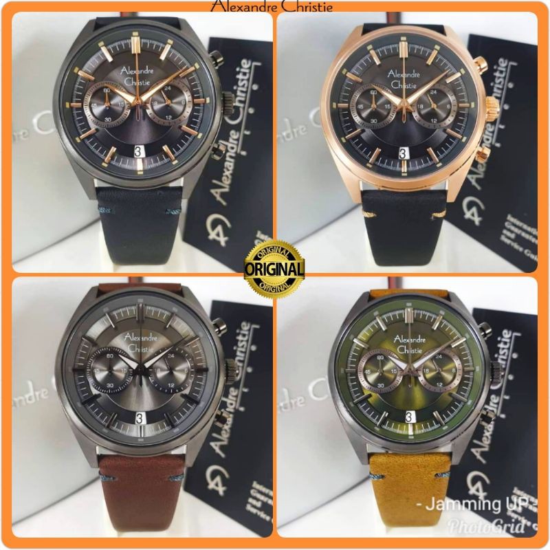 Jam Alexander Christie Pria Original AC 6571 AC6571 Tali Kulit Asli Garansi Resmi Alexandre Christie