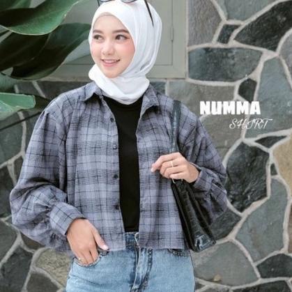 TBH.02Jl22т - KEMEJA CROP TARTAN PLAID NUMMA SHIRT / KEMEJA WANITA LENGAN PANJANG KOTAK-KOTAK / KEME