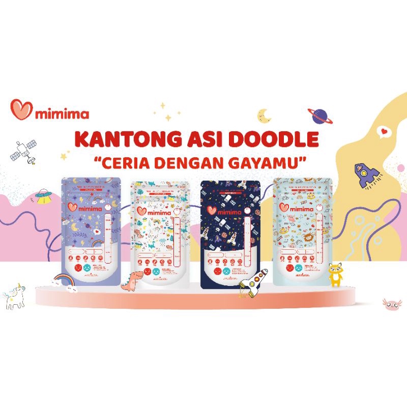 KANTONG ASI MIMIMA DOODLE EDITION 120ML isi 30PC