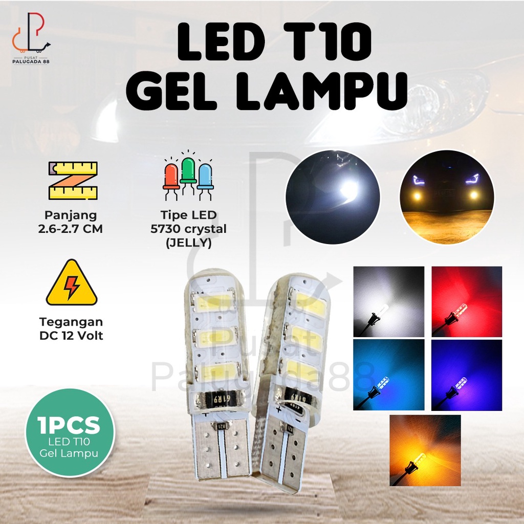 Lampu LED T10 GEL JELLY Sein Senja Mundur Lampu plat Tahan Panas Bohlam Colok Tancap WSW Panjang Mobil Motor