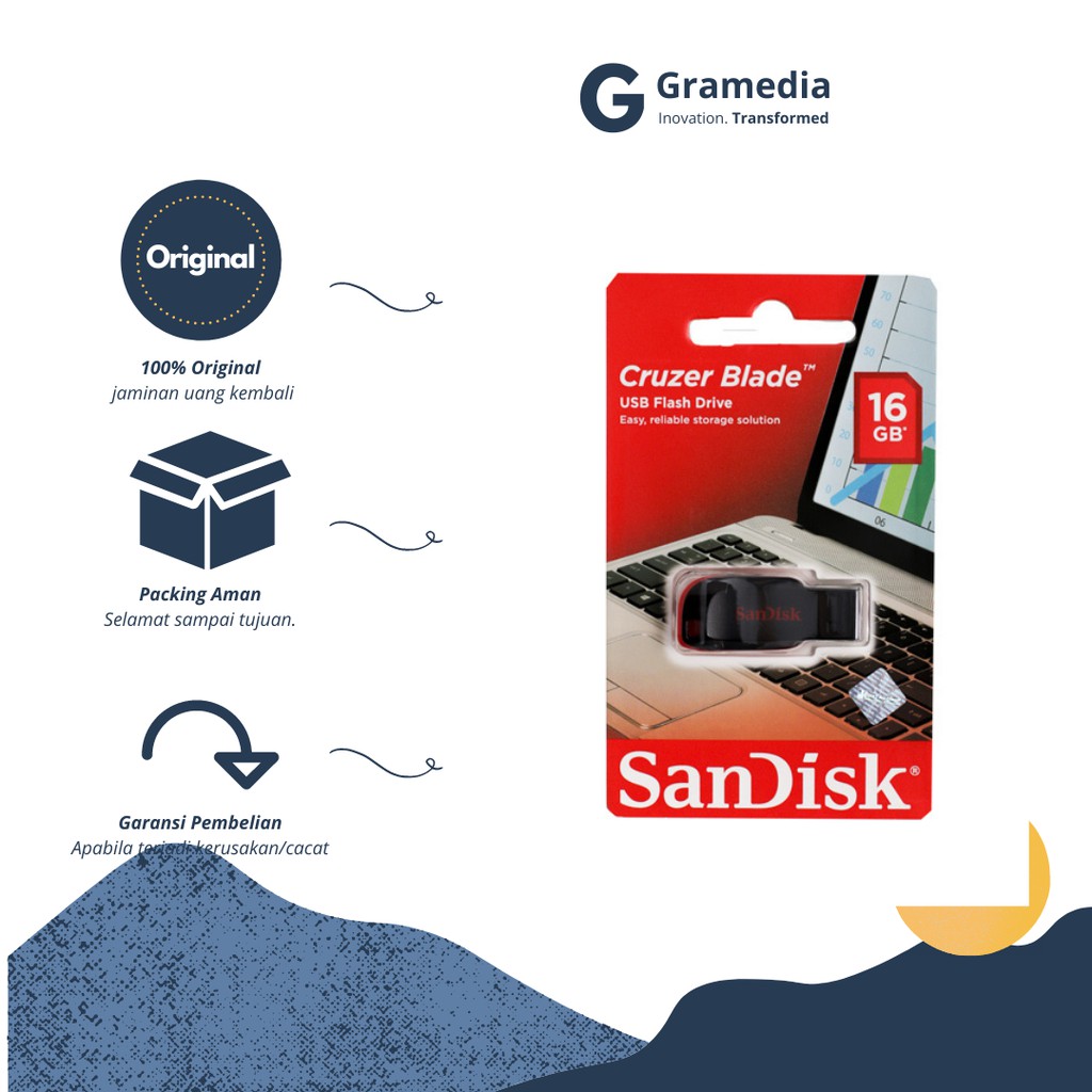 Gramedia Cikupa - Sandisk Usb Blade Cz50 16Gb Sdcz 50-016G-B35