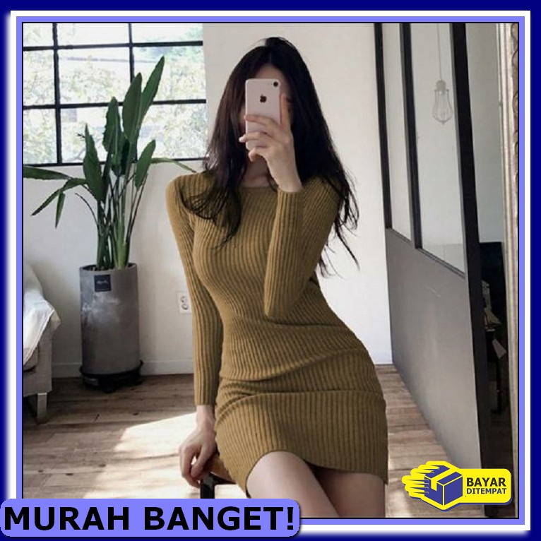 Dress Wanita 2021 Terbaru Korea Dres Import Kekinian Murah Cewek  QL681 Dress Vio Rajut Cream [Dres