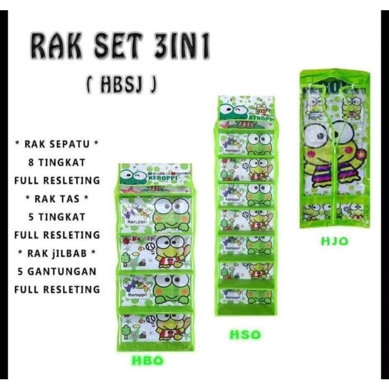 Rak Set Gantung 3in1 (Rak Tas, Rak Sepatu, Rak Jilbab)