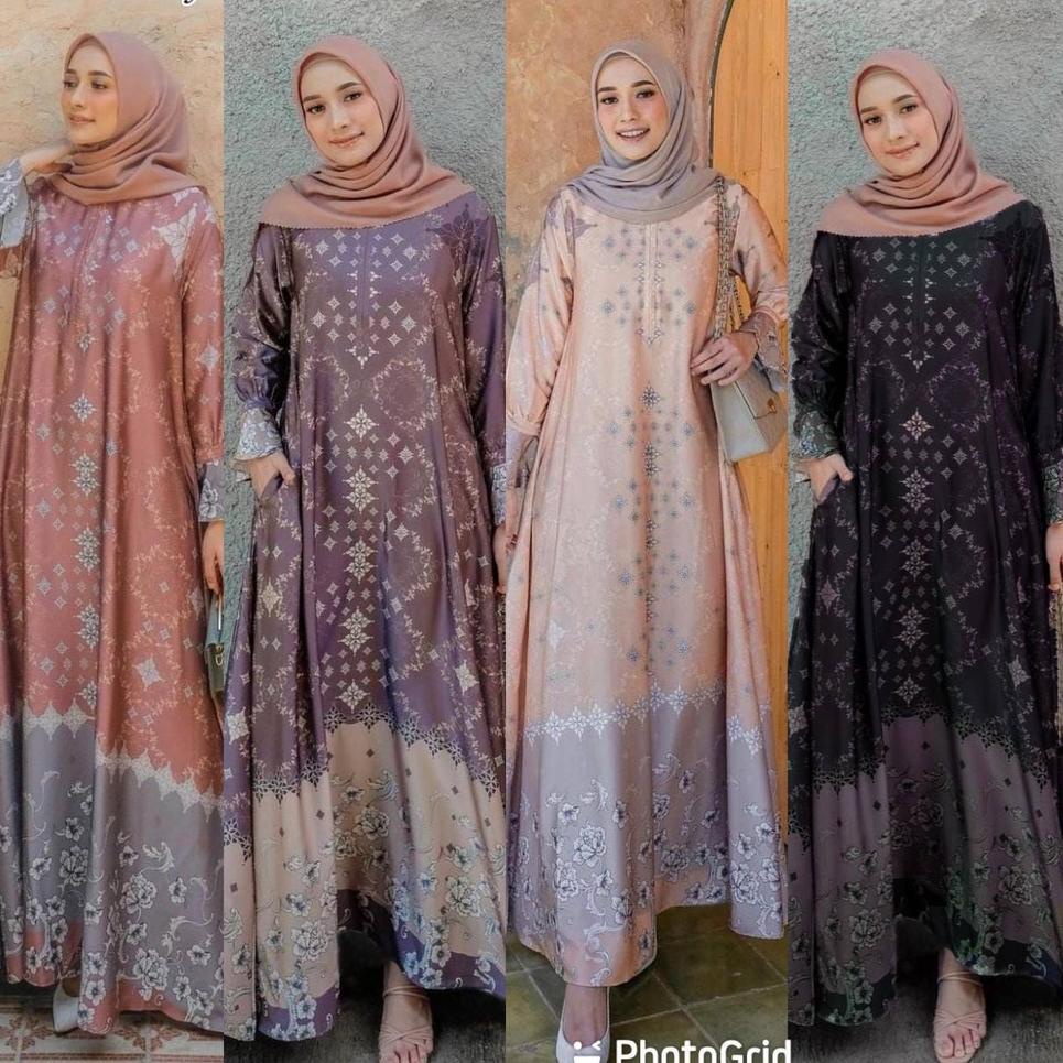 Paling Diminati.. Maxmara Dior Silk Dress Lux Gamis Wanita Pesta Fashion Muslim  Motif Kain Jumbo Su
