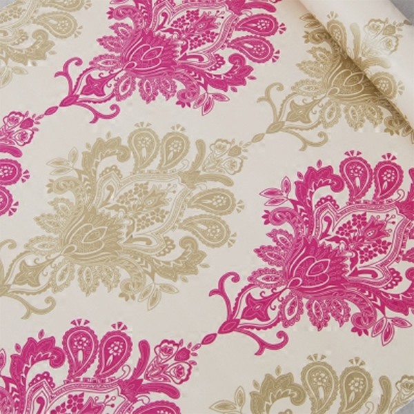 Home Wallpaper - Wallpaper Dinding Stiker - Wallpaper Motif Batik Pinky Dasar Cream Uk 45cm X 10 M