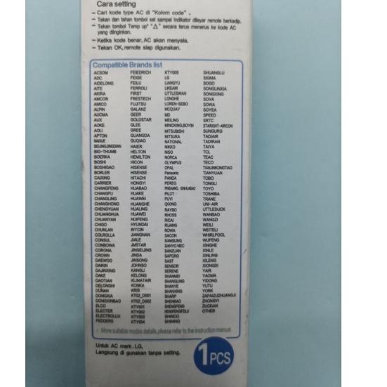 Kualitas Terjamin REMOTE REMOT AC/KIPAS ANGIN AC MULTI UNIVERSAL SHINHOP K-1028E