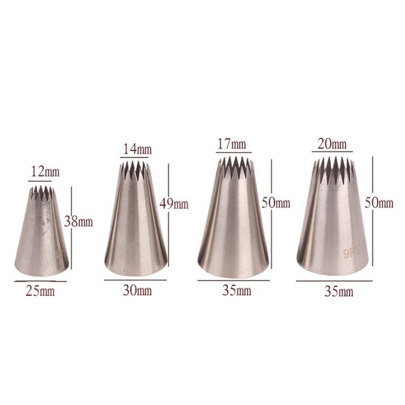 4 Pcs Nozzle Pipa Icing Untuk Dekorasi Kue