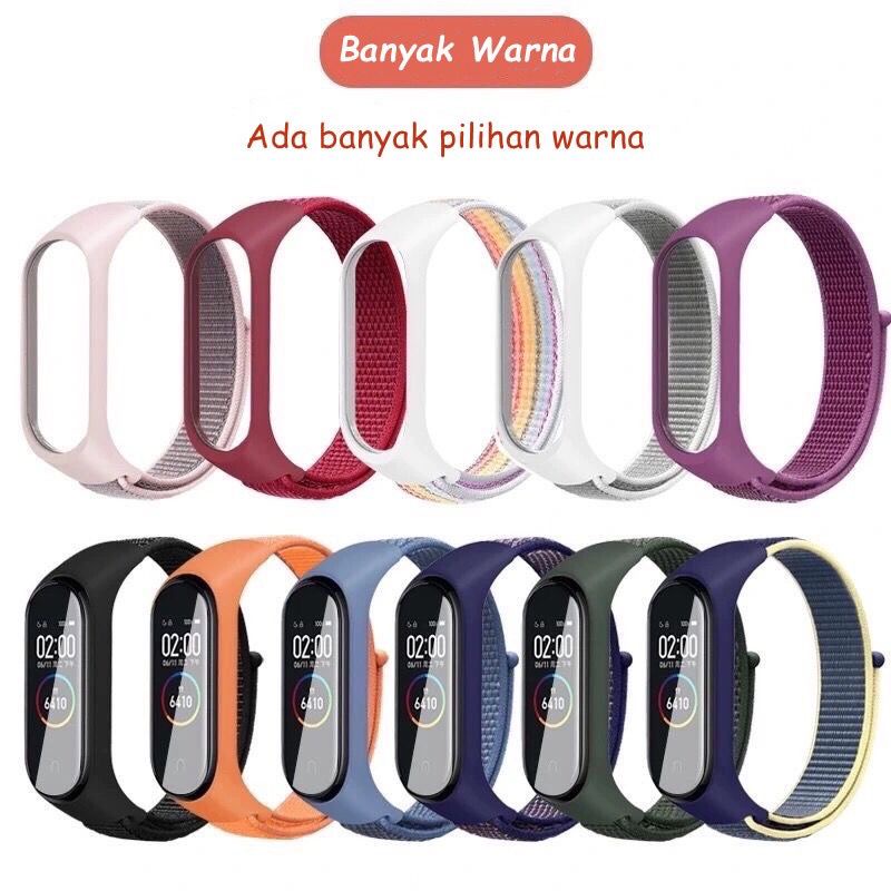 Strap Nylon Xiaomi Mi Band 3 / 4 Nilon Tali Jam tangan Pengganti Xiao mi Mi Band 5 / 6 Nilon Warna W